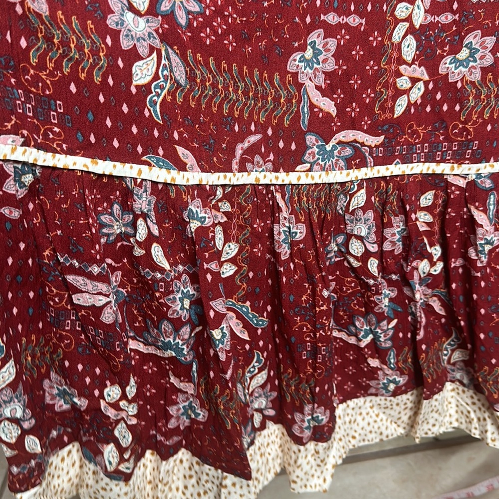 Trend Setter Diva Boutique Rust Red Floral Tiered Maxi Dress - Picture 10 of 11